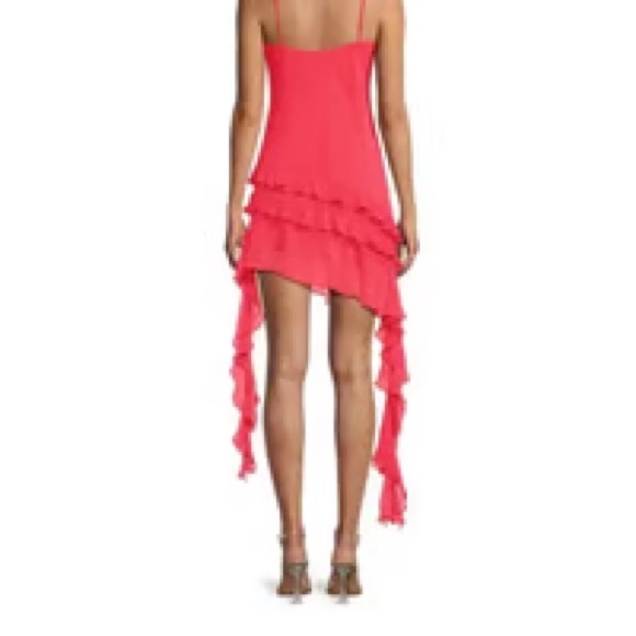 Gianni Binni Belle Rosette Sweetheart Neck Sleeveless Ruffle Chiffon Mini Dress - Picture 2 of 4